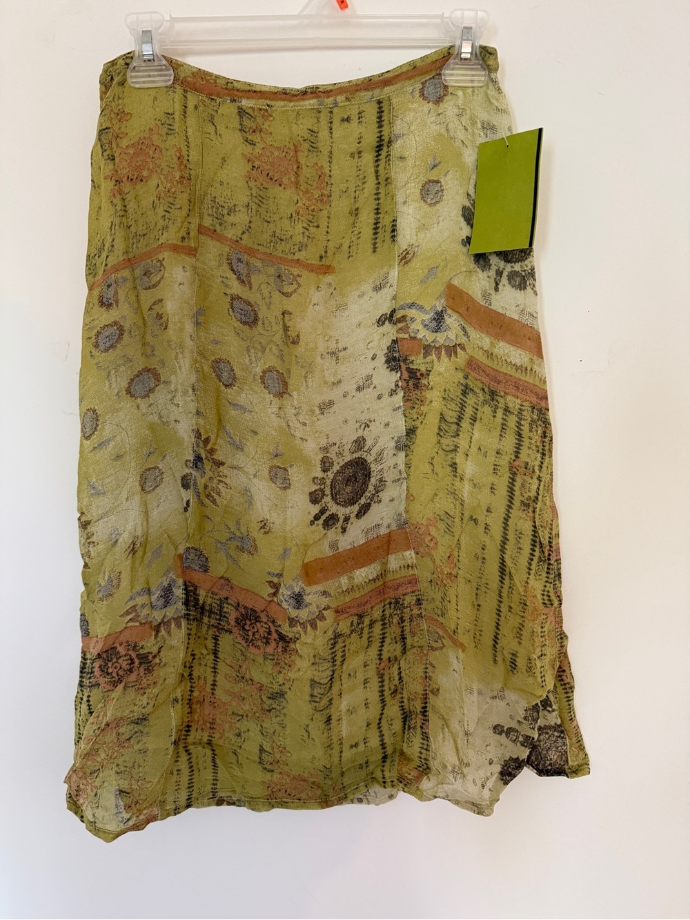 NWT Lightweight Floral Midi Skirt in Olive Green